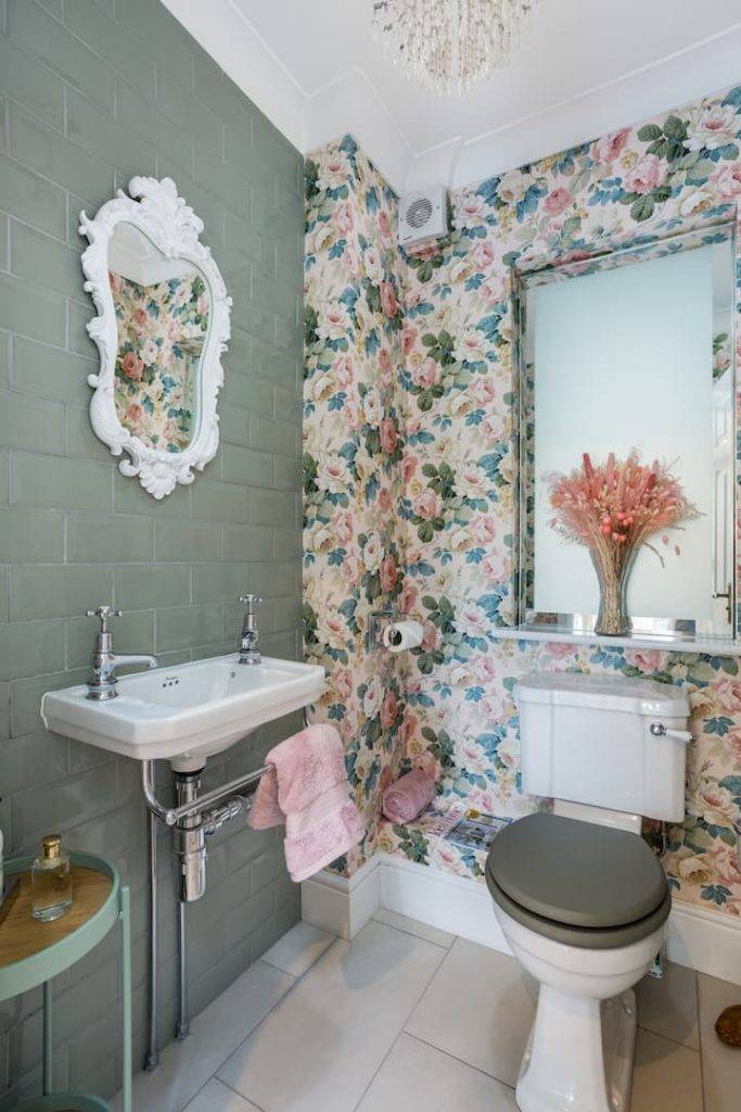 Downstairs Toilet With Floral Wallpaper